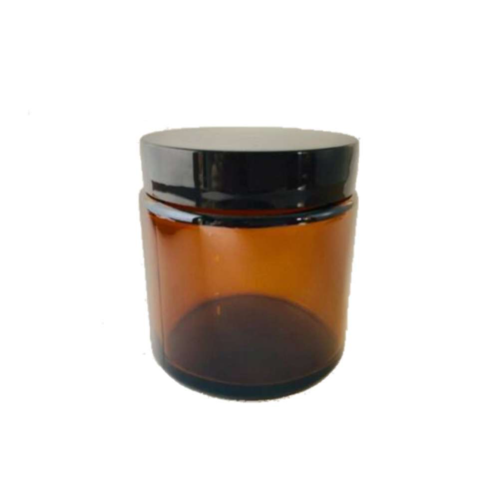 Boião em vidro Âmbar - 100ml (tampa de polipropileno preta)