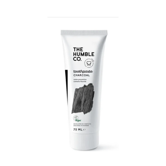 Dentífrico com flúor 75ml (1450 ppm F) - Carvão - The Humble Co.